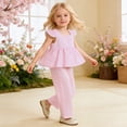 thumbnail image 2 of REDARER Toddler Girls Gingham 2-Piece Outfit, Flutter Sleeve Top & Pants Casual Summer Set,2-3 Years, 2 of 4