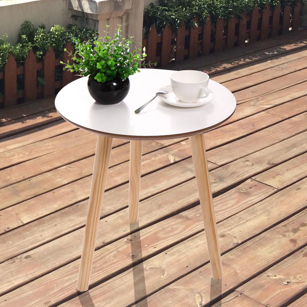 Kepooman Small Side Table, Modern Sofaside Coffee Table Round End Table Laptop Desk - White Kepooman Small Side Table, Modern Sofaside Coffee Table Round End Table Laptop Desk - White