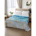 thumbnail image 2 of Teal Blue Ombre Queen Size Flat Sheet, Wrinkleproof & Fadeproof Cooling Flat Bed Sheet Only, Modern Coastal Ink Painted Abstract Breathable Soft Bedding Top Sheets 90 x 102 Inches, 2 of 8