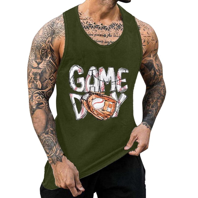 JAKANYQ Gilet pour Hommes Vêtements de Course d'Été Imprimé Baseball Style Rue, m