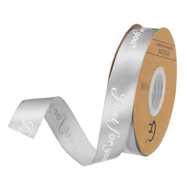25mm 50 Yarda(46m) Ancho Satén Cinta Grosgrain San Valentín Boda Cinta para Regalo Envoltura Pastel Caja Lazos, Solo para Tú, Gris