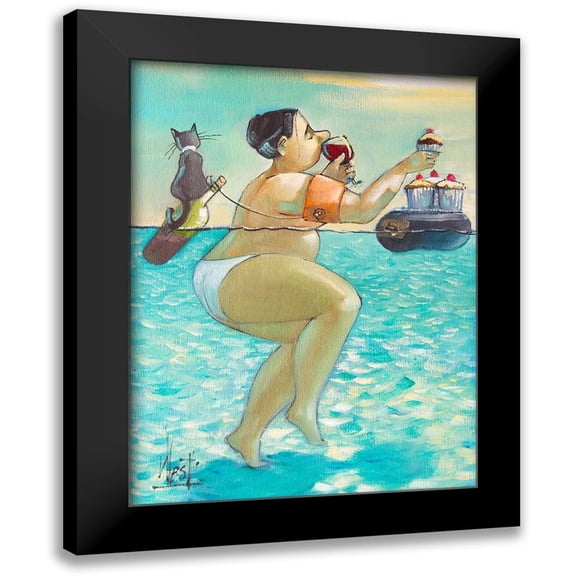 West, Ronald 12x14 Black Modern Framed Museum Art Print Titled - Cupcakes and Wine I
