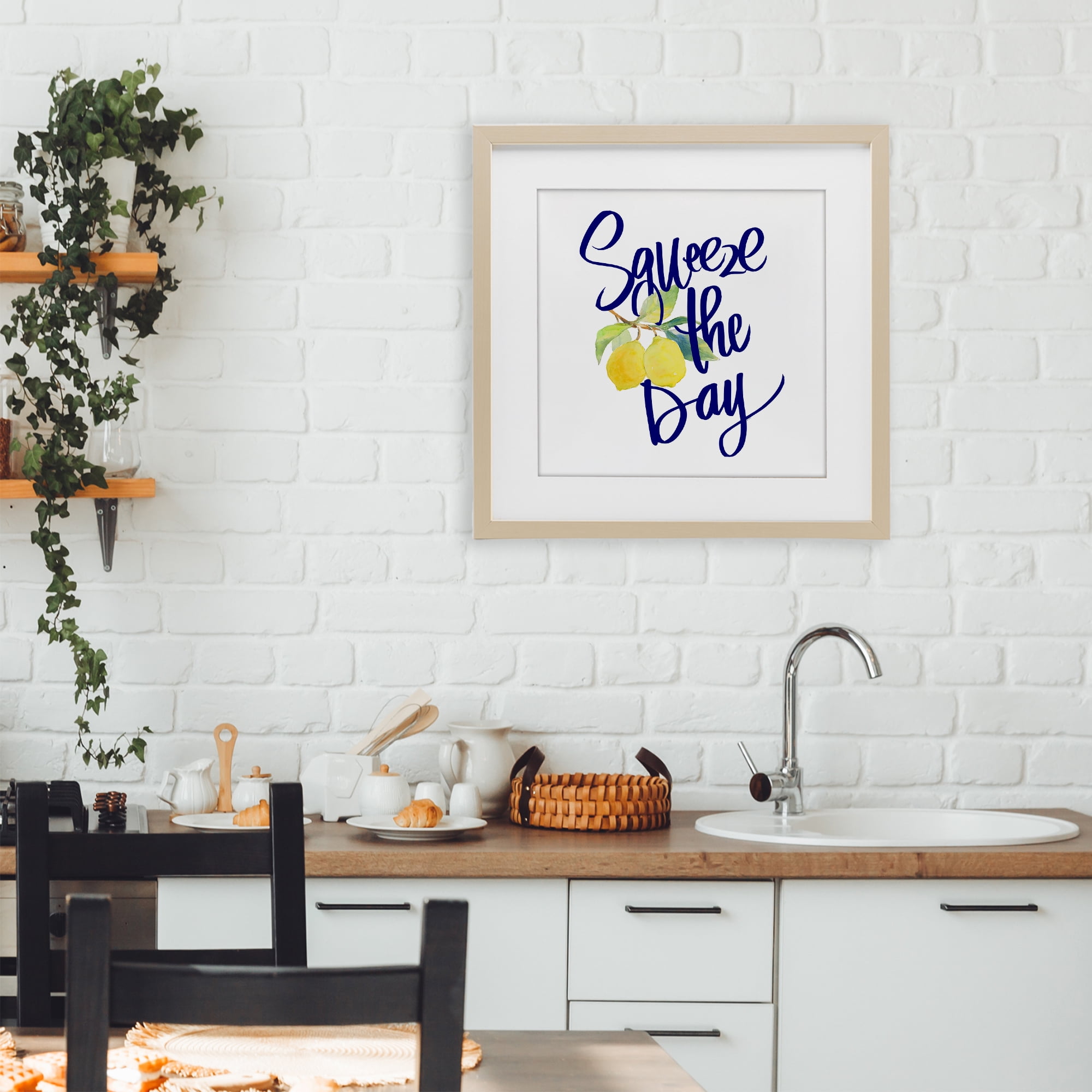 Stupell Industries Cursive Squeeze The Day Birch Framed Print Under Glass, design by Lanie Loreth