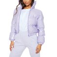 thumbnail image 1 of ITFABS Veste Matelassée à Manches Longues pour Femmes, Col Montant, Métallique, 1 of 8