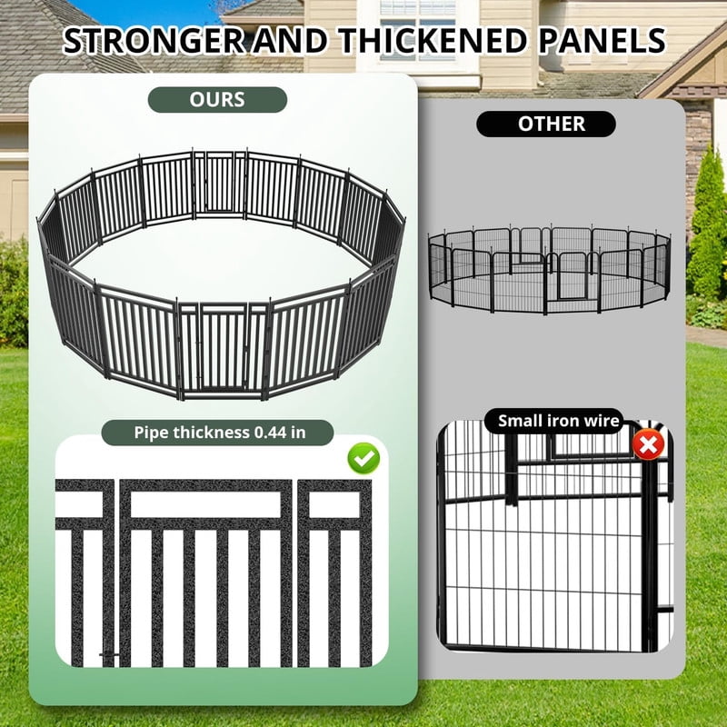 SPZONE 40" Portable Metal Dog Pen, 40 Panels for Outdoor Yard or RV Camping, Black/Silver