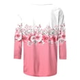 thumbnail image 5 of Tops for Women Plus Size 3/4 Sleeve Pleats Floral Print Round Neck T-shirt Loose-fitting Blouses Tops Pink XXL, 5 of 6