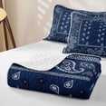 thumbnail image 4 of meiyoeat Navy Blue Paisley Bed Spread Queen For Kids,Bohemian Exotic Style Queen Coverlet Set For Adult,3 Pieces, 4 of 7