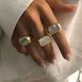 thumbnail image 2 of Golden Square Ring for Women Stainless Steel Long-Lasting Color No Allergy No Rust Exquisite Shape Jewelry Women's Fashion Ring Golden Finish, 2 of 9