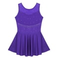 thumbnail image 4 of Vxuxlje Kids Girls Ice Skating Sparkle Diamond V-shaped Sheer Tulle Splice Leotard A-line Dress for Violet 16, 4 of 7
