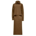 thumbnail image 4 of Miluxas Women's Spring Fall 2 Piece Sweater Set Rib Knit Long Sleeve Top Maxi Bodycon Skirt Casual Winter Outfits Brown 8(L), 4 of 4