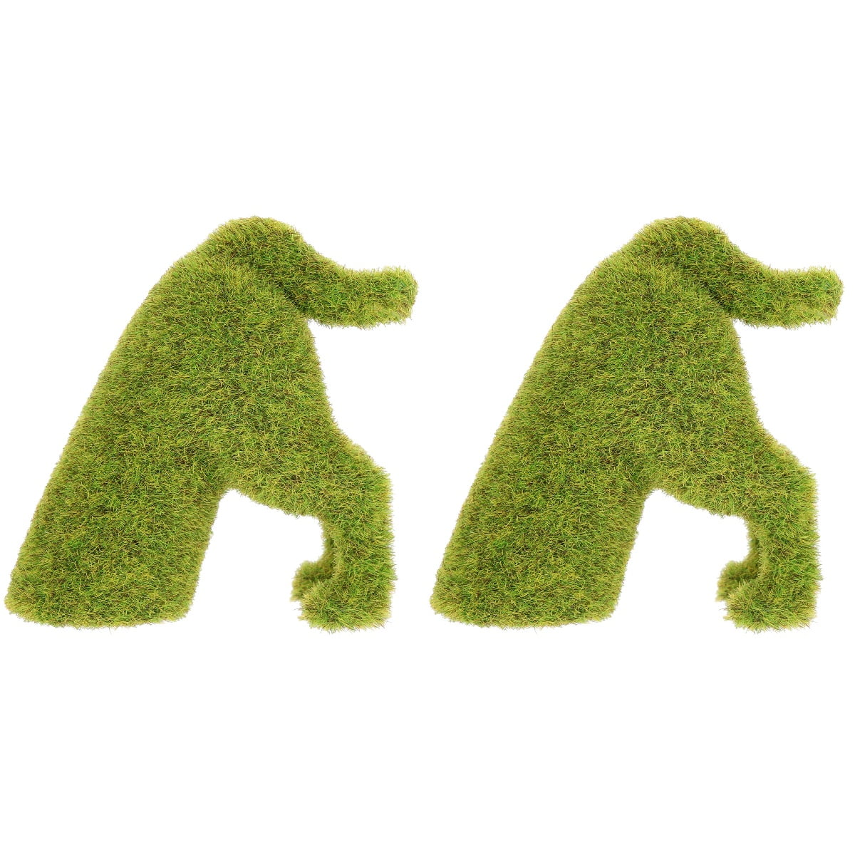 WORGEOUS 2pcs Moss Statue Flocked Puppy Flocking Peeing Sculpture Green Grass Topiary Figurines Artificial Turf Garden Table Centerpiece