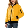 thumbnail image 3 of MKOSPLRT 5-16 Years Girls Solid Zip Up Bomber Jacket Long Sleeve Waterproof Windproof Casual Outdoor Coat with Hidden Pocket, 3 of 10