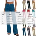 thumbnail image 3 of PEIBang Women's Solid Double Button High Waist Flare Cargo Jeans, Multi Front Patch Pocket Stretch Bootcut Denim Pants, 3 of 6