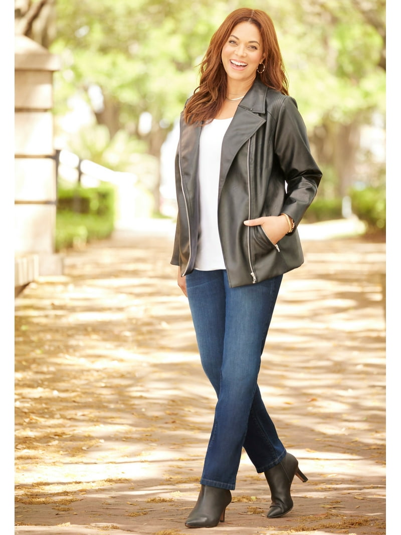 Catherines Women's Plus Size Faux Leather Moto - Walmart.com