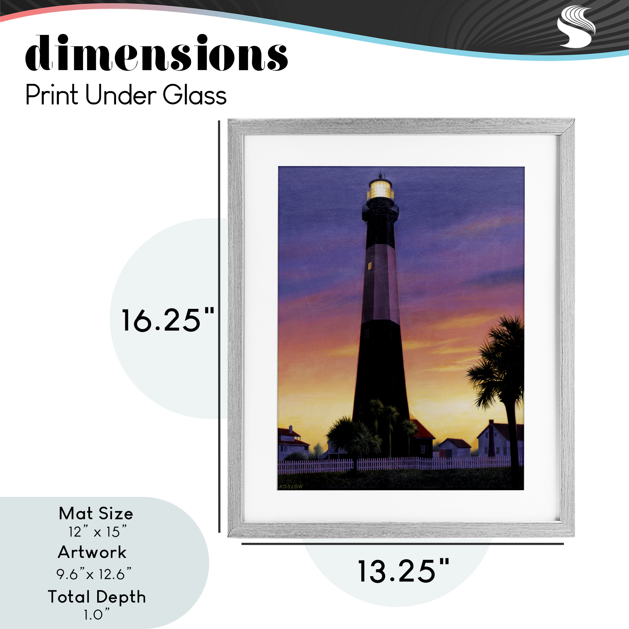 Georgia Tybee Island Lighthouse Gray Framed Print Under Glass, design by Wind River Studios