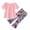 Pink, variant on Esaierr 2PCS Girls Summer Clothes Outfits for Kids Toddler,Baby Short Sleeve T-Shirt Tops + Print Flared Trousers Set Cartoon Breathable Soft Set for 1-6Years