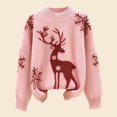 thumbnail image 2 of DHFJKG Women's Sweaters Christmas Reindeer Pattern Loose Fit Crewneck Long Sleeve Knitted Top Fall Winter Xmas Holiday Elk Comfort Jumper Tops, 2 of 3