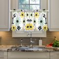 thumbnail image 2 of Yayeee Kitchen Curtains Tier Pair Light Filtering 27"x24" Rod Pocket Short Cafe Window Panel, White Flower, 2 of 7