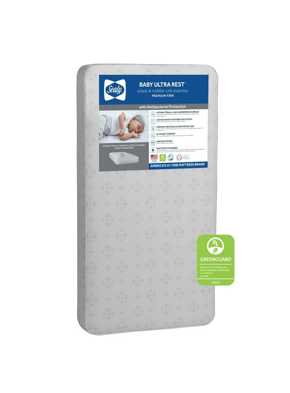 Sealy Baby Ultra Rest 2-Stage Antibacterial Baby Crib & Toddler Mattress, 204 Coil