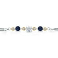 thumbnail image 2 of Gem Stone King 925 Sterling Silver and 10k Yellow Gold White Moissanite Blue Sapphire and White Lab Grown Diamond Bracelet for Women (3.48 Cttw, Round 7MM and 6MM, 6.5/7/7.5 inch, Made in Italy), 2 of 4