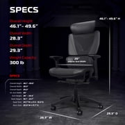 RESPAWN SPECTER Ergonomic Office Chair with Lumbar Support, Headrest, Adjustable Arms - Comfy Breathable Mesh Computer Desk Seat for Home Office, High Back Reclining Gaming Chairs for Adults - Black