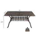 thumbnail image 3 of Tcbosik 59 inch Outdoor Dining Table with 2" Umbrella Hole, Cast Aluminum Patio Table, Rectangle Bistro Table for Garden, Porch, Backyard, Poolside, Bronze, 3 of 7