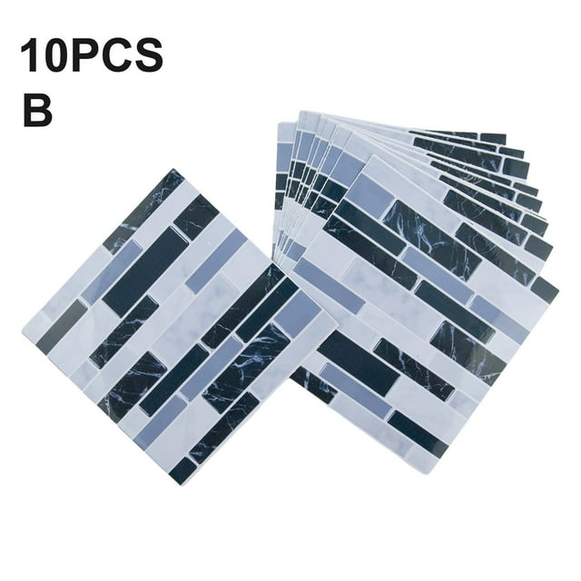 Self Adhesive Removable Tile for Kitchen Bathroom Wall Floor 10cm*10cm*10 Pcs