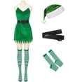 thumbnail image 1 of 2023 Recién llegado, disfraz de elfo navideño para mujer, disfraz de elfo elegante para cosplay de Navidad, disfraz de elfo verde para mujer, disfraz de Papá Noel navideño, 1 of 5