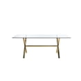 thumbnail image 2 of Tia 79 Inch Dining Table, Rectangular Tempered Glass Top, Gold, Clear, 2 of 6