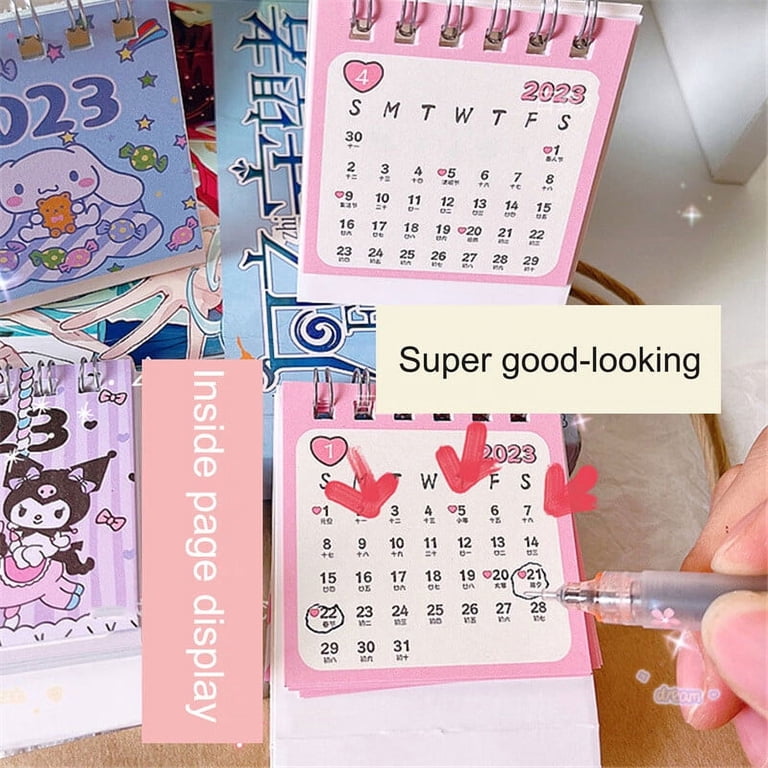 Flytohom 2024 Desktop Mini Small Desk Calendar Anime Sanrioed Girl Heart  Cute New Year Calendar - Walmart.com