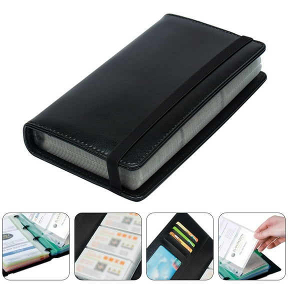 WHAMVOX Black PU Business Cards Holder for Holding Credit Cards and Name Cards Safely Modern Simple Design