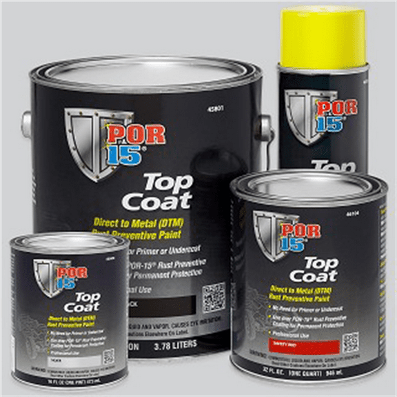 POR-15 INC 45904 Top Coat DTM Paint, 1 qt Can, Chassis Black, Liquid, 30 to 60 min Curing