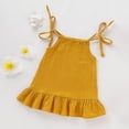 thumbnail image 2 of Mercatoo 0 to 3Y Cotton Dress for Girl Toddler Sleeveless 𝐇𝐚lter Solid Color Linen Pleated Feeling Suitable Dresses, 2 of 6