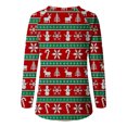 thumbnail image 5 of Camiseta de manga larga raglán con estampado navideño informal con cuello en V para mujer Pompotops FGAJ16204, 5 of 5