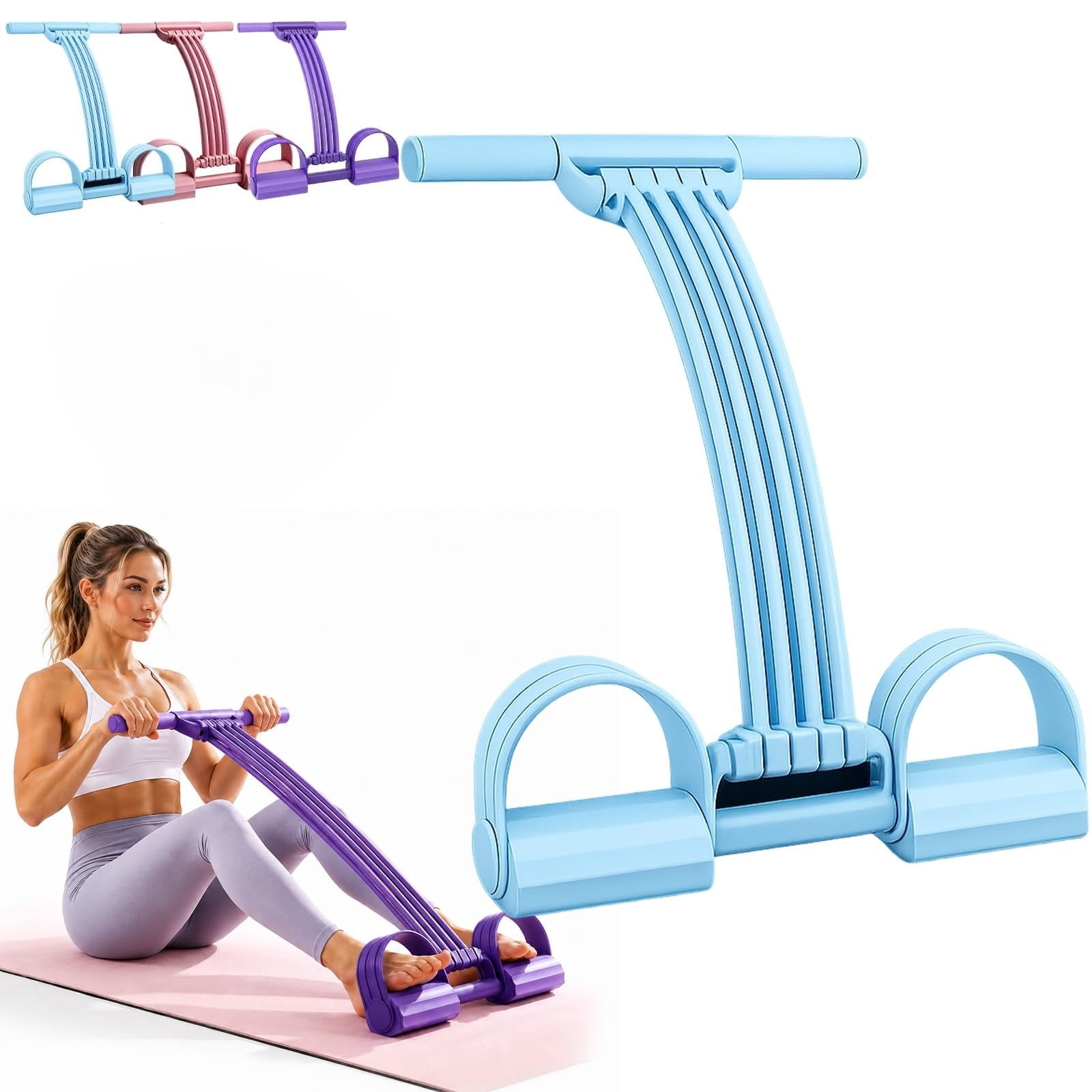 2026 Upgraded Pedal Resistance Bands with Handles, Multifunction Tension Rope, Elastic Yoga Resistance Band, Home Exercise Equipment for Full Body Workout, Yoga, Stretching, Waist, Arm, Leg