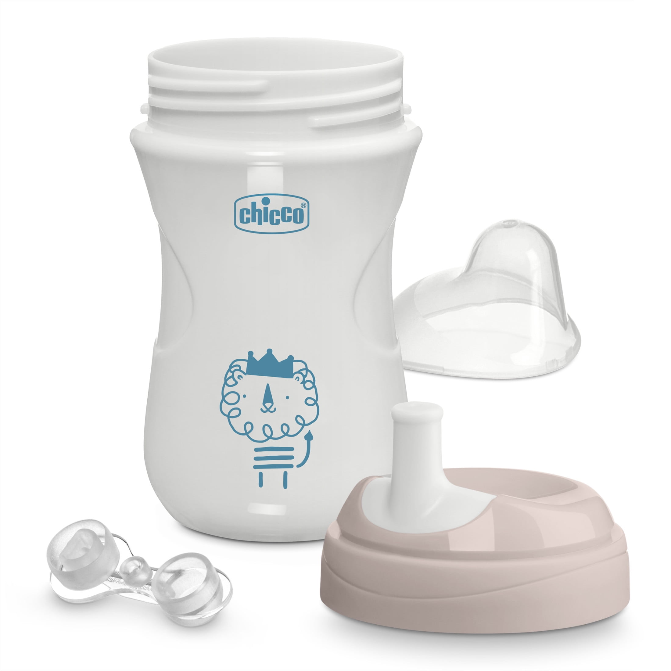 Chicco 9oz. Sport Spout Trainer Sippy Cup with Straw Shaped Spout, 9m+, 2-Pack - Sage/Grey, New