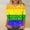 A1333 Multicolor, variant on Xdegoge T-Shirt for Women Crewneck 3/4 Sleeve Casual Pastel Gradient Rainbow Striped Pattern Loose Fit Soft Flowy Breathable Modern Aesthetic Daily Spring Fashion Tops