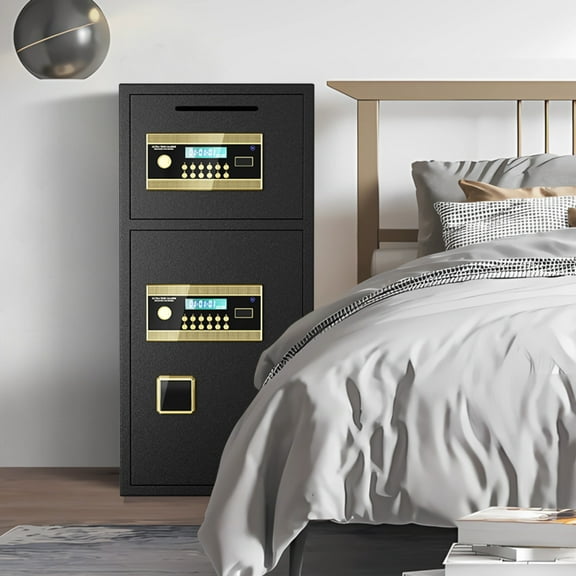 Large Double-door Coin-operated Safe Digital Security Safe With Fireproof And Waterproof Bag 6.0 Cubic Feet Safe Box With Hidden Code Function For Home Office And Hotel