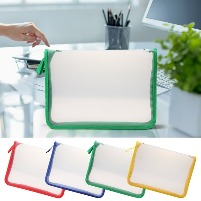 Sentmoon Colored File Folders Folders Transparent Twill Zipper Bag Folder A4 Data Zipper Bag File Organizer Bag