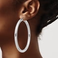 thumbnail image 3 of 925 Sterling Silver Women's Rhodium Plated Classic Tube 5mm Round Hoop Earrings | 65mm, 3 of 4