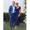 thumbnail image 2 of Merokeety Womens Summer Dresses Square Neck Mesh floral Graduation Maxi Dress Navy xl, 2 of 5