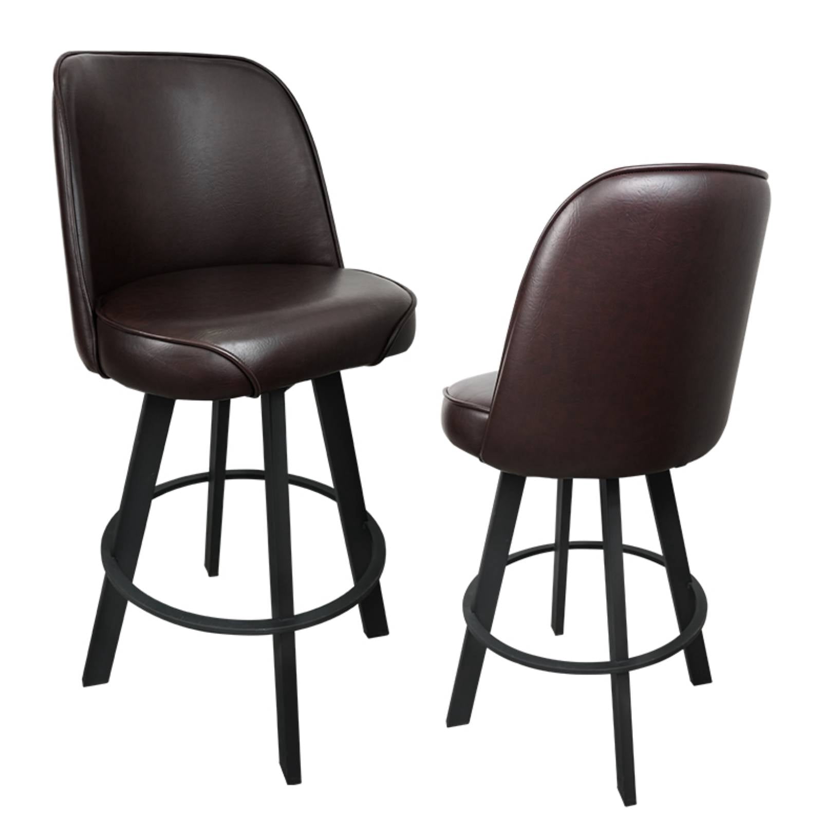 Swivel Bar Stools Set of 2 Counter Height Swivel Bar Stools with Backs, Faux Leather Barstools for Kitchen Island, Home Bar, Brown