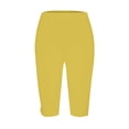 thumbnail image 5 of Women's Yoga Capri Leggings High Waist Stretch Knee Length Capris Workout Athletic Pants for Gym Yellow XXXL, 5 of 5
