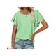 thumbnail image 1 of Txlixc Tops de mujer, cuello redondo con volantes, manga corta, ganchillo, hueco, suéter suelto, camiseta de color sólido Txlixc Moda, 1 of 6