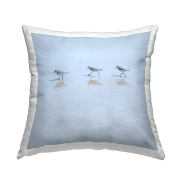 Stupell Industries Three Sandpipers on Shore Square Decorative Printed Throw Pillow, 18 x 18