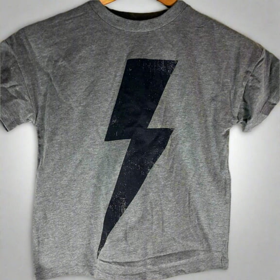 Grayson Threads Kids Gray Lightning Bolt Graphic T-Shirt - Size S (6/7)