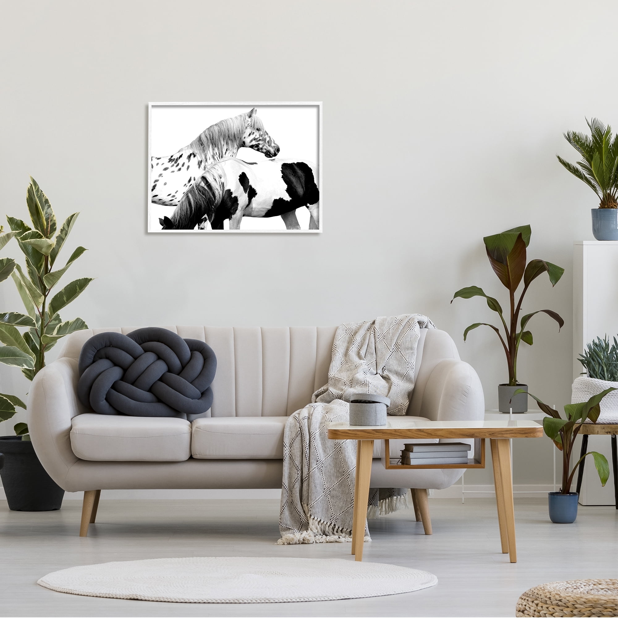 Stupell Industries Modern Grazing Speckled Horses Black White Photography, 30 x 24,Design by Samantha Carter