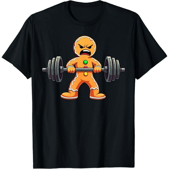 Gingerbread Weightlifter Christmas Powerlifting Xmas Gym T-Shirt TShirt