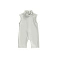 thumbnail image 1 of Gureui Toddler Infant Baby Girls Summer Romper, Casual Solid Color High Neck Sleeveless Short Jumpsuit One-Piece Clothes, 1 of 9