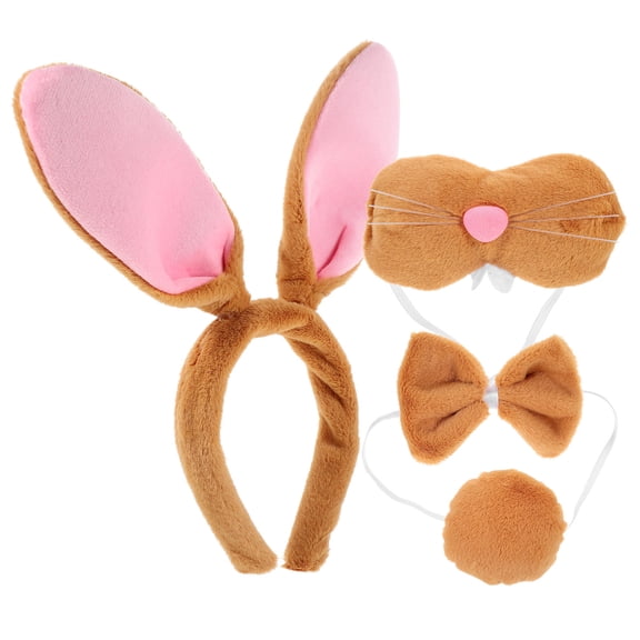 HOOWIFFY Brown Bunny Ears Headband Faux Fabric Cosplay Decorative Prop for All Ages